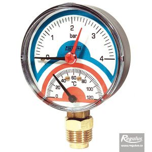 Regulus Termomanometr 0-120°C, 4 bar, připojení 1/2“ dolní, d=80 mm 10482