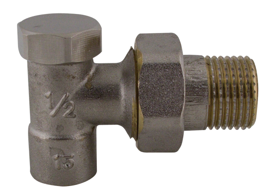 409 Radiátorový regulační ventil rohový pájecí 1/2" x 15