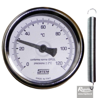Regulus teploměr 0-120°C příložný s připevňovací pružinou, d=63 mm 3042
