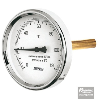 Regulus Teploměr 0-120°C s jímkou (l= 45, 1/2“), zadní, d=63 mm 10473