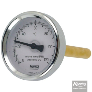 Regulus teploměr 0-120°C s jímkou (l= 100, 1/2“), zadní, d=63 mm 14296