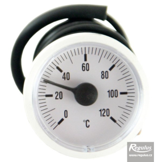 Regulus Teploměr 0-120°C, kapilára 1 m, d=42 mm, bílý 1148